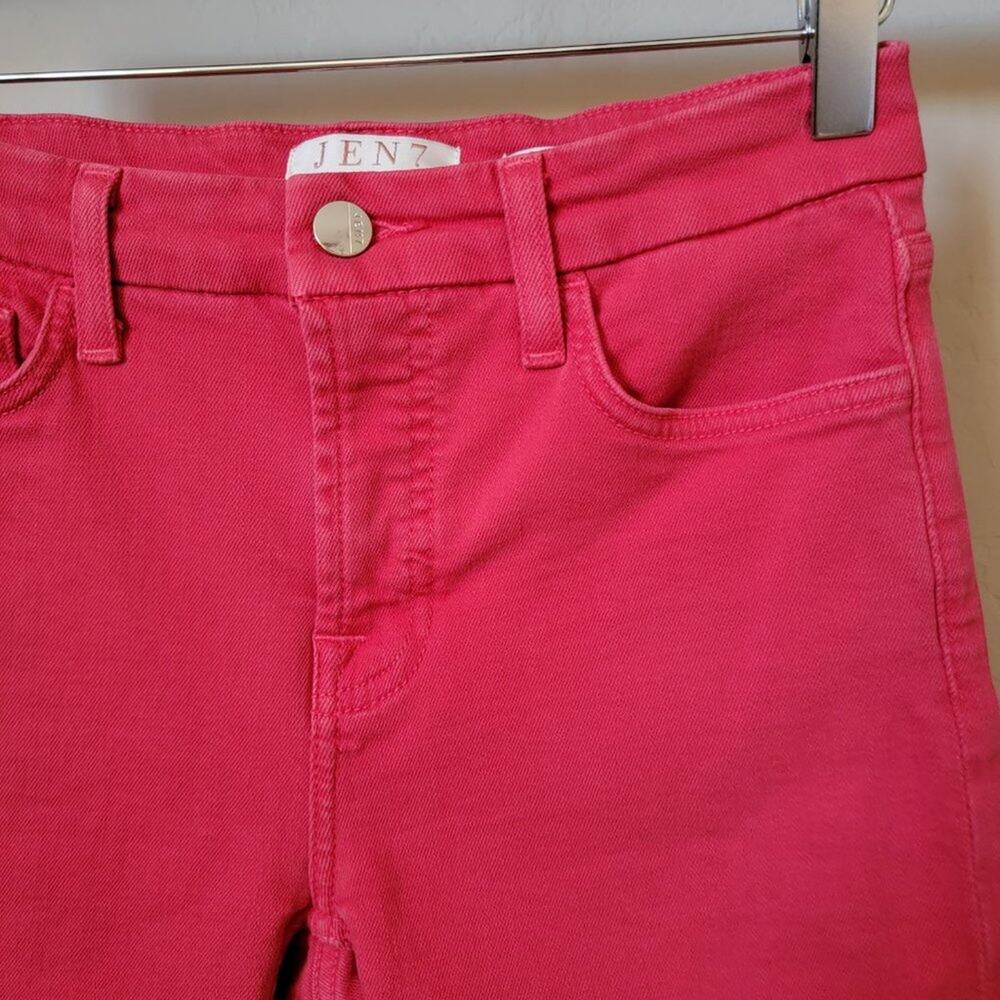 Jen 7 by 7 For All Mankind Red Jean Rolled Cuff Bermuda Shorts - Picture 5 of 16